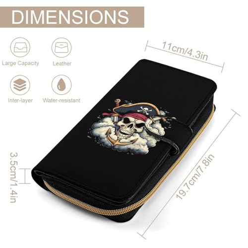 Skull Anchors Sword Long Wallet for Women Men Purses Coin Pouch Credit Card Holder Organizer2
