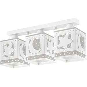 Dalber 63233E Mond und Sterne Deckenlampe, 3-Flammige, Plastik, grau, 48 x 12.5 x 20.5 cm