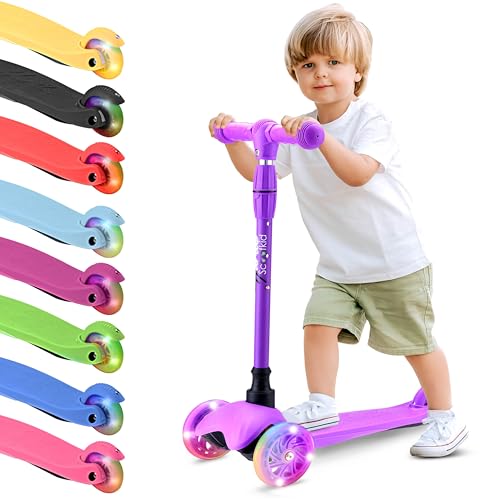 Hurtle Scooter Kinder, Kleinkinder – Premium Roller Dreirad Kickboard mit LED-Rädern –...