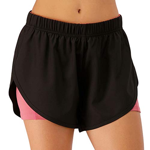 Sillictor Pantalones cortos 2 en 1 para mujer, con bolsillo para teléfono, pantalones cortos de gimnasio con interior para mujer, yoga, crossfit, ciclismo, fitness, entrenamiento, color negro, S Cover