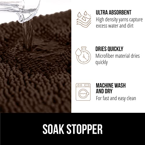 Gorilla Grip Soak Stopper Absorbent Chenille Indoor Doormat, Rubber Backing, Muddy Dog Paws Washable Mat, Quick Dry Microfiber Door Mat Inside Floor, Home Décor Welcome Mats, 30X20, Brown #TOP3
