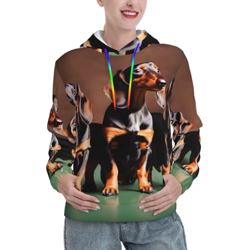 Sweat à capuche teckel EdWal pour femme pull ajusté imprimé chien avec poche