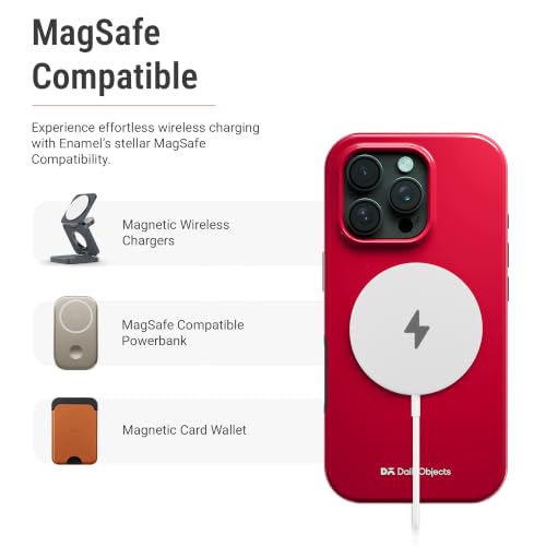 Image of DailyObjects Enamel Bumper MagSafe Case for iPhone 16 Pro Compatible with Mag-Safe Wireless Charging | Red Hybrid Magnetic Back Cover