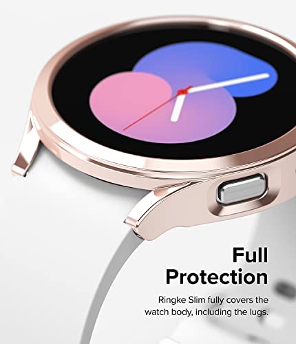 Image of Ringke Slim Case [2 Pack] Compatible with Samsung Galaxy Watch 5 40mm, Watch5 Bezel [Frame Only] Premium PC Hard Thin Cover - Clear & Chrome Rose Gold