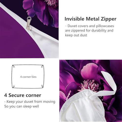 Linge de lit esthétique végétale 3D housse de couette violette - 7