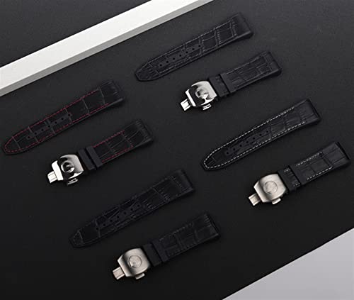 Bracelet de montre noir 28mm boucle pliante en nylon silicone et cuir - 6