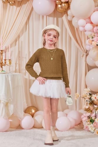Image of Arshiner Girls Sweaters Long Sleeve Crew Neck Pullover Sweater Jumper Tops