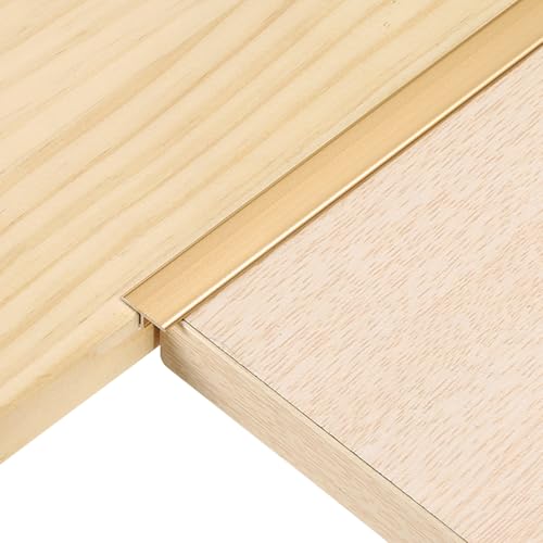 uxcell 2 tiras de transición en T de 3 pies x 0.47 pulgadas, aleación de aluminio, vinilo para unir tablones laminados, azulejos, huecos de suelo, color dorado