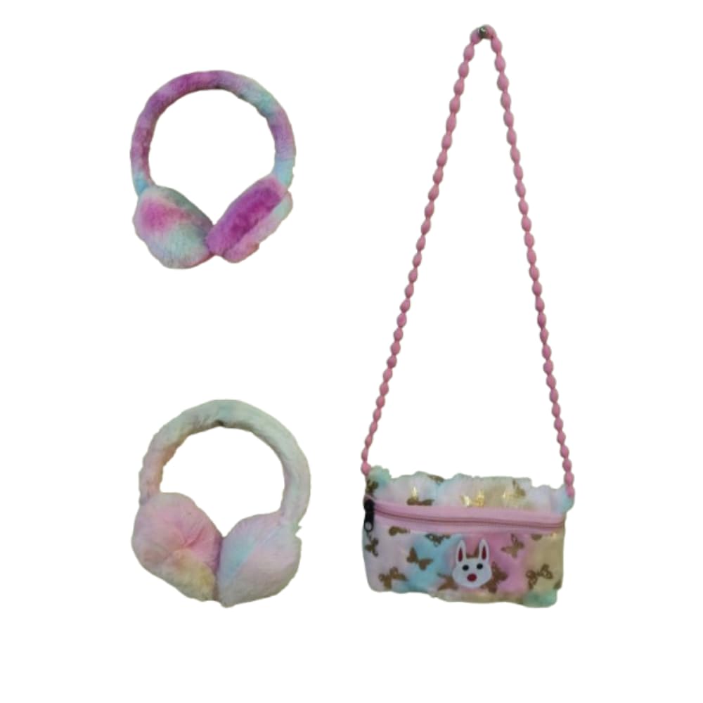 Earmuffs Soft Winter Ear Warmers|Headband for girls, kids and women's.(2Earmuffs&1baby bag)(Multicolored)