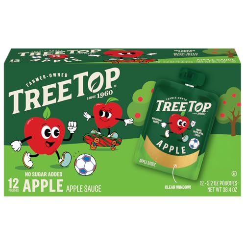 Tree Top Apple Sauce Pouches, Apple Flavor, No Sugar Added, 3.2 oz. pouches (Pack of 48)