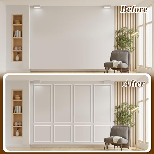 image for Pangda Peel and Stick Wall Molding Kit, 3D Premade Accent Molding Wain