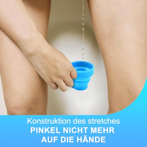 TAEING 2er Pack Faltbarer Silikon-Urinbecher mit Staubabdeckung - Ideal für Ovulationstests, Schwangerschaftstests & Hygienevolle Urinprobenahme