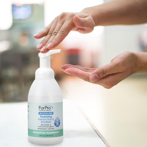 Image of ForPro Alcohol-Free Foaming Instant Hand Sanitizer, 20 Fl Oz (Pack of 6) - Moisturizing, Dye-Free Formula, Eucalyptus Tranquility Scent