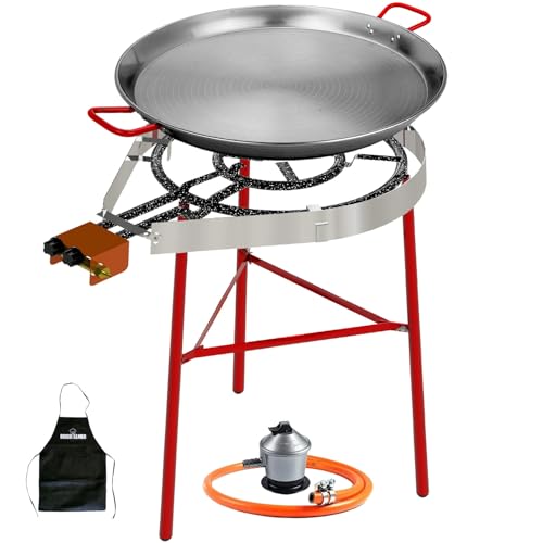 Kit paellero 50cm Garcima + paellera 55cm + soporte reforzado + paravientos Kabra (Delantal Gratis)