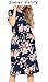 Simier Fariry Women Summer Pocket Casual Midi Knee Dress Spring Short Sleeve Travel Flower Outfit Floral Navy Blue XL