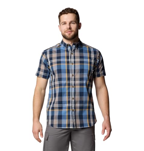 Columbia Men's Rapid Rivers II Short Sleeve Shirt, Collegiate Navy Multi Plaid, X-Large Tall