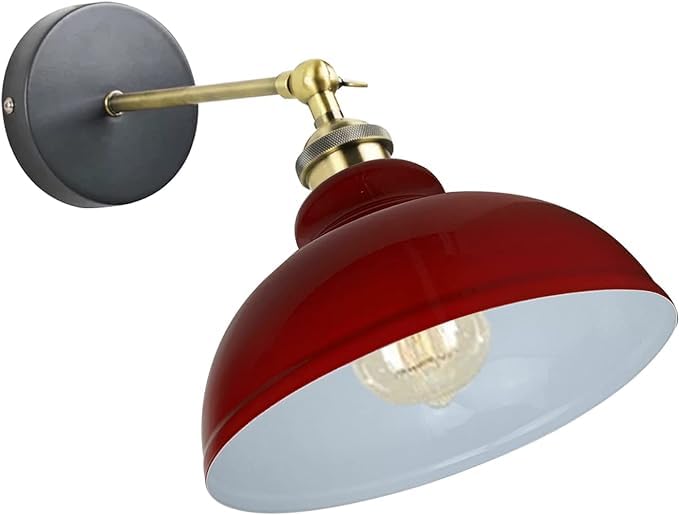 DC VOLTAGE Wall Lights, Indoor Wall Lamps Vintage E27, Wall Sconce Lights Metal for Bedroom Living Room Kitchen Hallway Restaurant Bar (Red + Bulb)