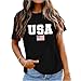 American Flag Shirts for Women 4th of July Tops USA Print T Shirt Casual Short Sleeve American Proud T-Shirt Tops