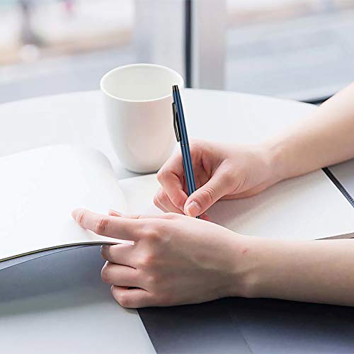 Unibene Slim Metallic Retractable Ballpoint Pens -Black Ink-Blue & Black, Nice Gift For Business Office Students Teachers Wedding Christmas, Medium Point(1 Mm) 6 Pack. #TOP4