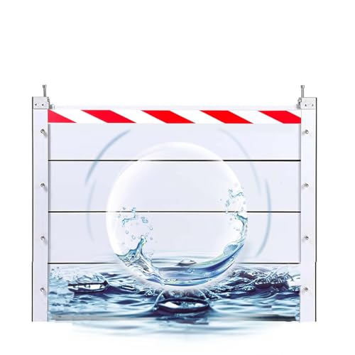 Aluminum Alloy Flood Barrier 121-130cm, Flood Protection Water Deflector 60cm High Water Retaining Plate Outside/Garage Door/Basement Water Stopper Flood Barrier(129 * 60cm)