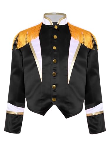 Child Girls Boys Drummer Jacket Long Sleeve Mock Button Down Tuxedo Marching Band Uniform3