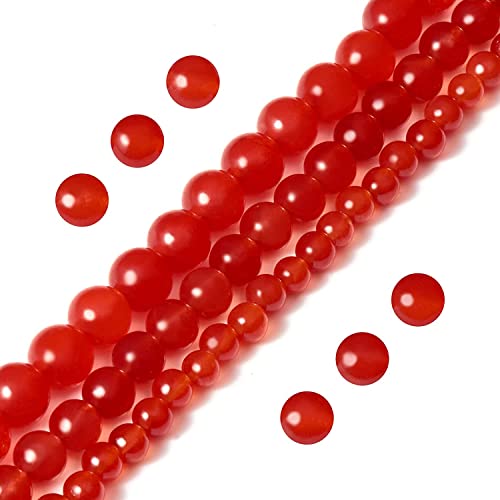 Image of 51pcs Red Round Carnelian Gemstone Beads 6 MM