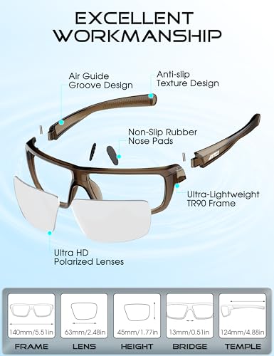 Image of ATTCL Polarized Sunglasses Men for Fishing: UV Protection Lightweight TR90 Sports Wrap Sun Glasses Driving Golf Running