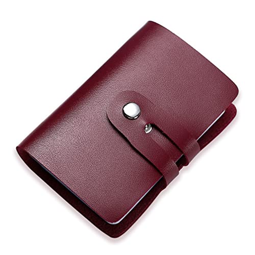 RFID Business Card Organizer,Credit Card Holder Case Keeper Organizer Business,Single Side Soft PU Leather with RFID Protection 26 Card Slots Card Holder Case for Men & Women Slim Minimalist (Red)