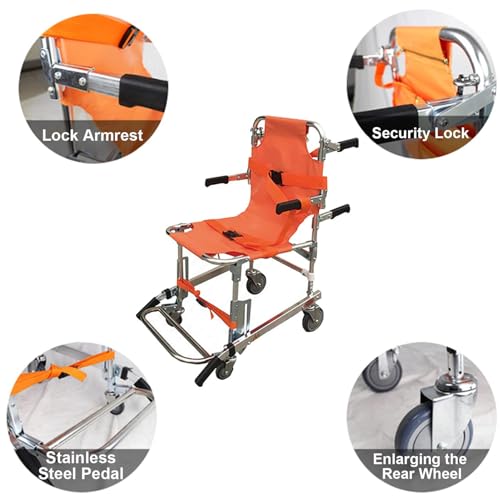 Élévateur d'escalier pliable, chaise de transfert en aluminium léger avec 4 roues pour adultes