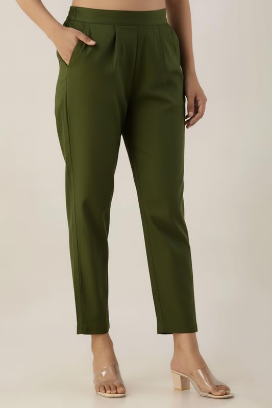 Image of Regular Fit Cotton Woman Trousers Pants Kurti Pant Casual Daily Formal Office Use