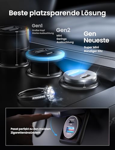 LISEN 54W Zigarettenanzünder USB C Adapter Auto Ladegerät mit 60W Kabel – Ansicht 6