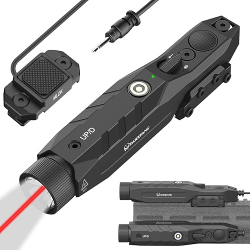 DARKFANG Mlok and Picatinny Flashlight and Red Laser Combo for Rifle, 1450 Lumen Weapon Light with Remote Pressure Switch