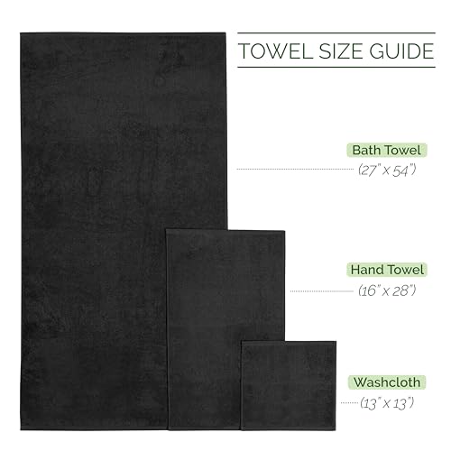 Image of Elegant Comfort 100% Turkish Cotton Corduroy Ribbed Luxury Bath Towels 6-Piece Set, Premium Quick Dry, Highly Absorbent, Contains 2 Bath, 2 Hand, and 2 Washcloths, Black (Pack of 4)