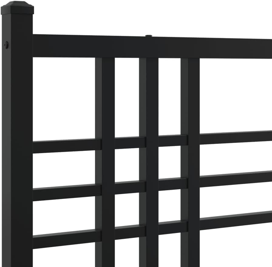 Twin Bed Frame Black Steel Heavy-Duty Platform Frame with Headboard and Footboard, Durable Slatted Foundation for Bedroom, Easy Assembly, No Box Spring Needed