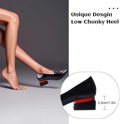 Image of LingxiaUne Green Dress Shoes for Women Fashion Forward Elegant Dressy Womens Pumps and Loafers with Low Chunky Heel and Sleek Pointed Toe Design Fashion Forward Size 9.5