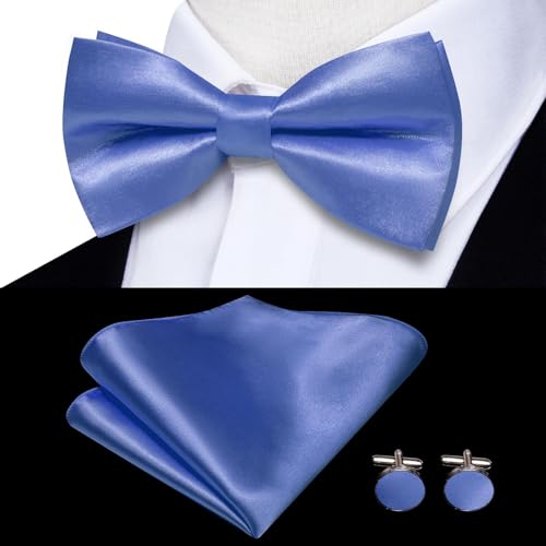 Image of Hi-Tie Men Suspender Bowtie Set Suspenders Pre-tied Bow Tie Pocket Square Cufflinks Adjustable Y Shape 6 Clips Braces Tuxedo