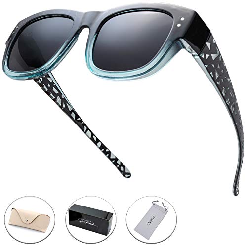 Image of The Fresh High Definition Polarized Wrap Around Shield Sunglasses for Glasses - Leather Eyeglasses Case