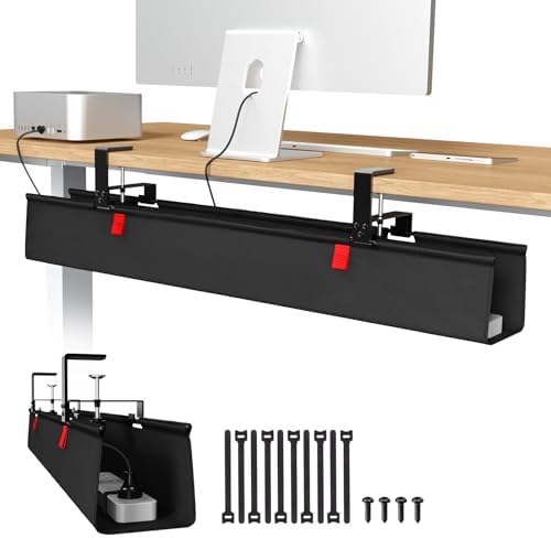 Univivi No Drill Under Desk Cable Management Tray, 36" Cord Organ...