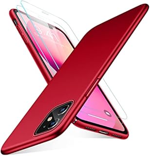 TORRAS [3in1 Slimmest Masterpiece iPhone 11 Cases [Lifetime Durable yet Impressive Slim Grip] [2 * 9H Screen Protectors 360° Tough Protective] Hard Matte iPhone 11 Cover Case and Screen Protector-Red