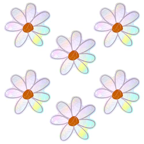 Amabro 6 Stück Gänseblümchen Suncatcher Sticker, Prisma Fensteraufkleber...