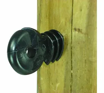 Field Guardian Wood Post Screw-In Ring Polyrope Insulator, Black