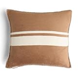 Preston Lane Highrise Throw Pillow – 21' x 21', Premium Cotton Blend, Decorative Accent Pillow for Sofa, Bed & Boho Home Décor, Made in Portugal, Camel