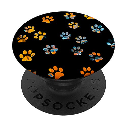 Colorful Paw Print Pattern Abstract Dog Cat Lover Owner PopSockets PopGrip: Agarre intercambiable para Teléfonos y Tabletas