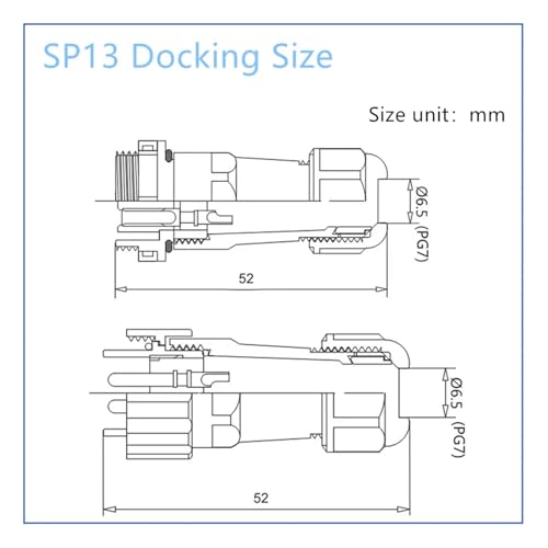 Conector aviación SP13 de 6 pines impermeable IP68 para montaje en panel 3