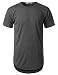 URBANCREWS Mens Hipster Hip Hop Melange Elong Crewneck T-Shirt CHARCOAL XLARGE