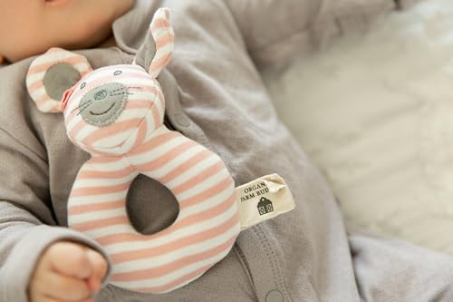 Image of Organic Farm Buddies Apple Park Ballerina Mouse Teething Rattle, Baby Toy for Infants - Hypoallergenic, 100% Organic Cotton