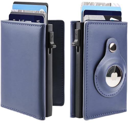 Air Tag Wallet for Men Slim Leather Wallets for 12-15 Cards, Minimalist Thin RFID Blocking Card Holder with Money Clip & ID Window, Small Bifold Front Pocket Wallet, Gifts for Men2