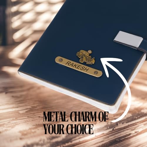 Image of ncgifts Personalized Notebook With Name | Customized Diary | Personalized Notebook A5 200 Ruled Pages Customized Diwali Daily Journal Diaries Diary Gifts for Men Women Friends, Family | Navy Blue