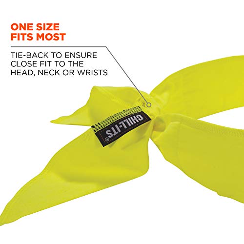 Image of Ergodyne womens Cooling Bandana Embedded Polymers Tie, Lime, One Size US, 1 Count (Pack of 2)
