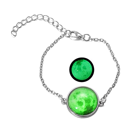 Bracelet femmes avec lien lumineux phosphorescent et breloques lune